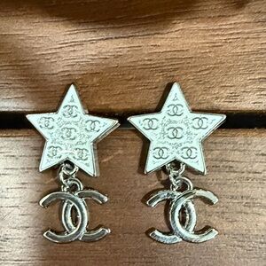 Chanel Silver Star Earrings